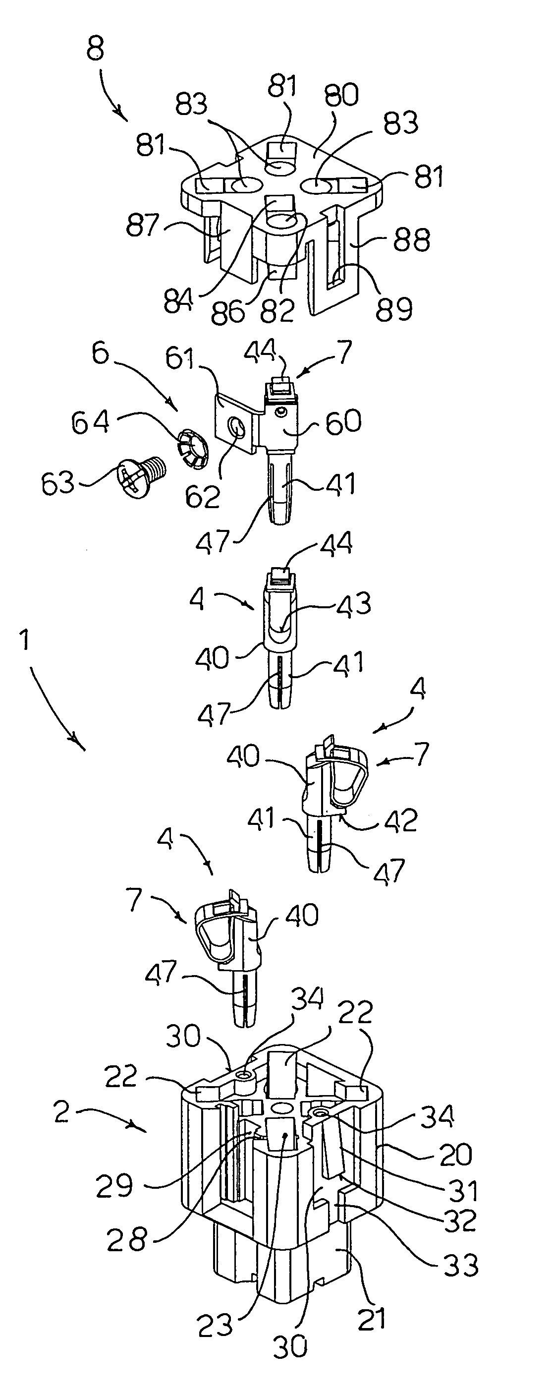 Electrical connector element with rewirable spring contacts