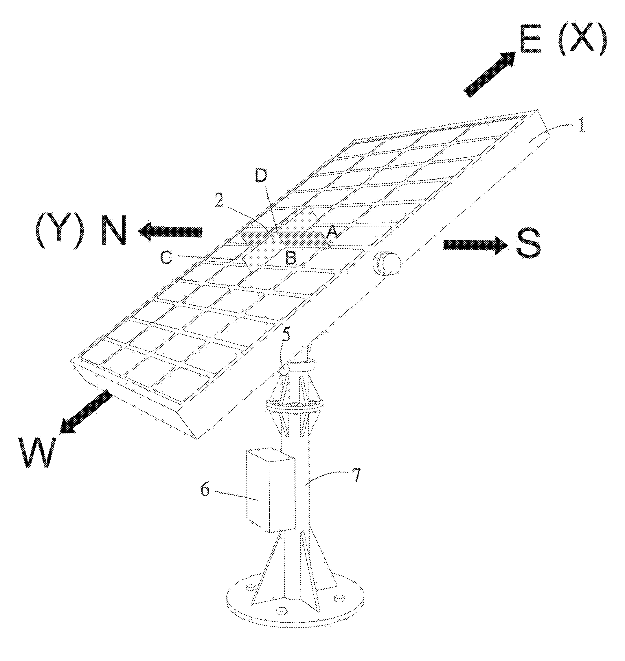 Solar tracking system using cross-divider shade board and sensor solar panels