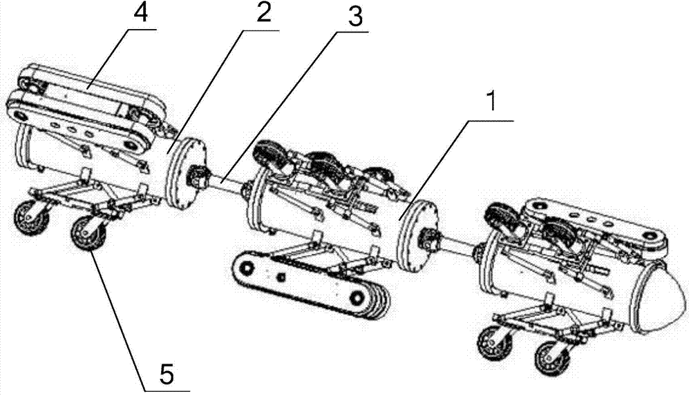 Wheel and crawler compounding radial adjustable pipeline robot