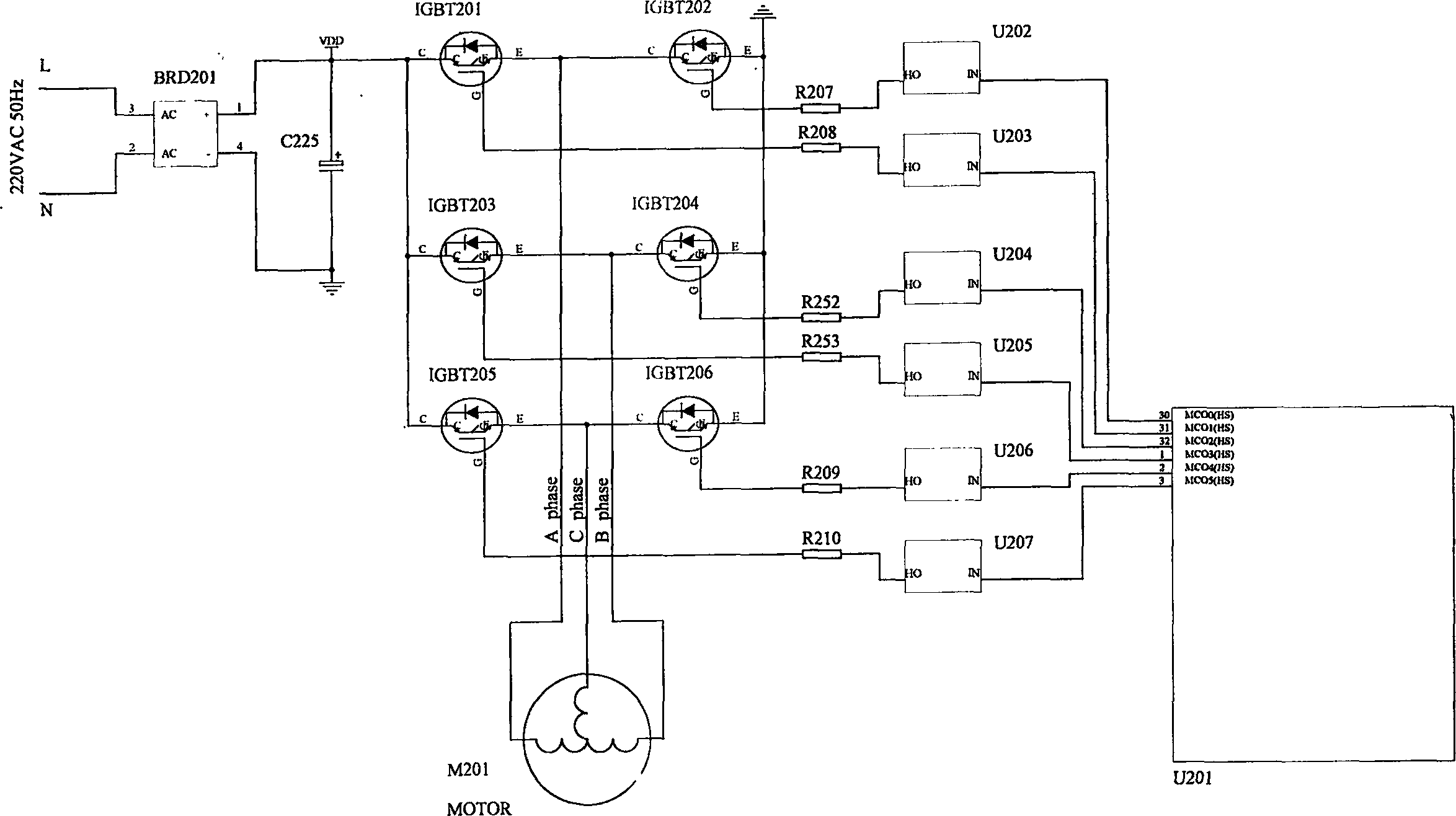 Frequency conversion drive system of pulse width modulation in AC motor