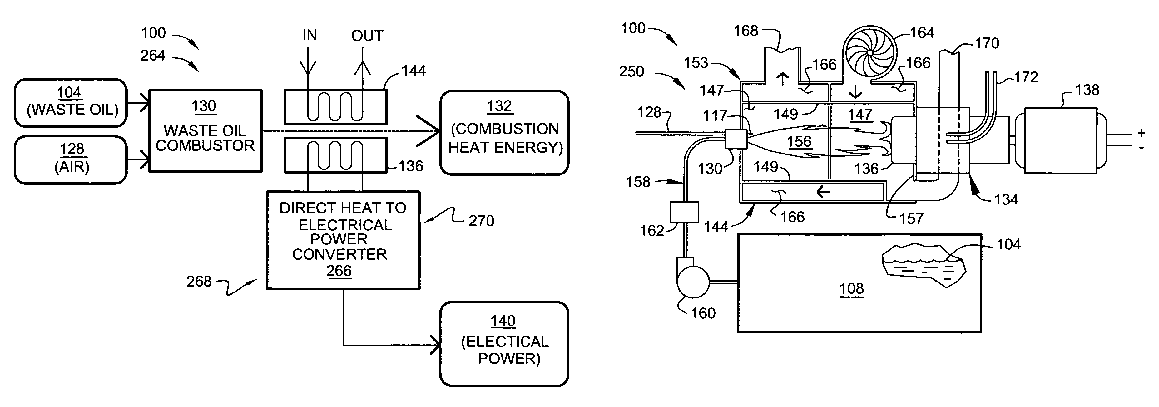 Waste oil electrical generation systems