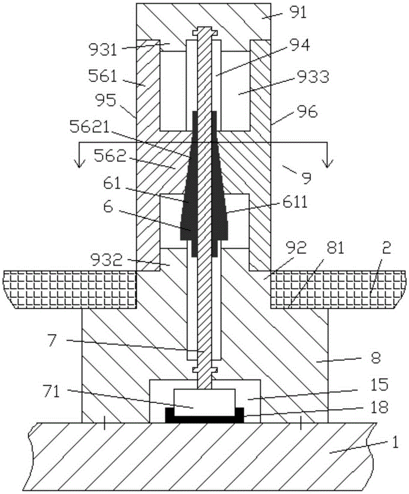 Fixed column device with damping cushion block for PCB (Printed Circuit Board)