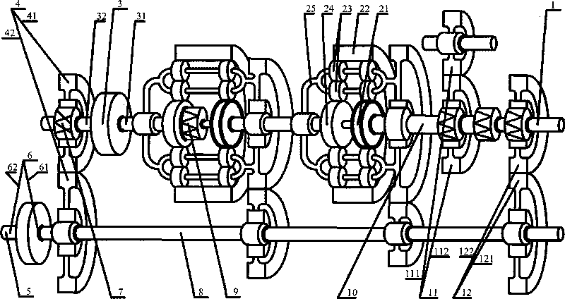 Complex type multi-disc stepless speed changing and starting device