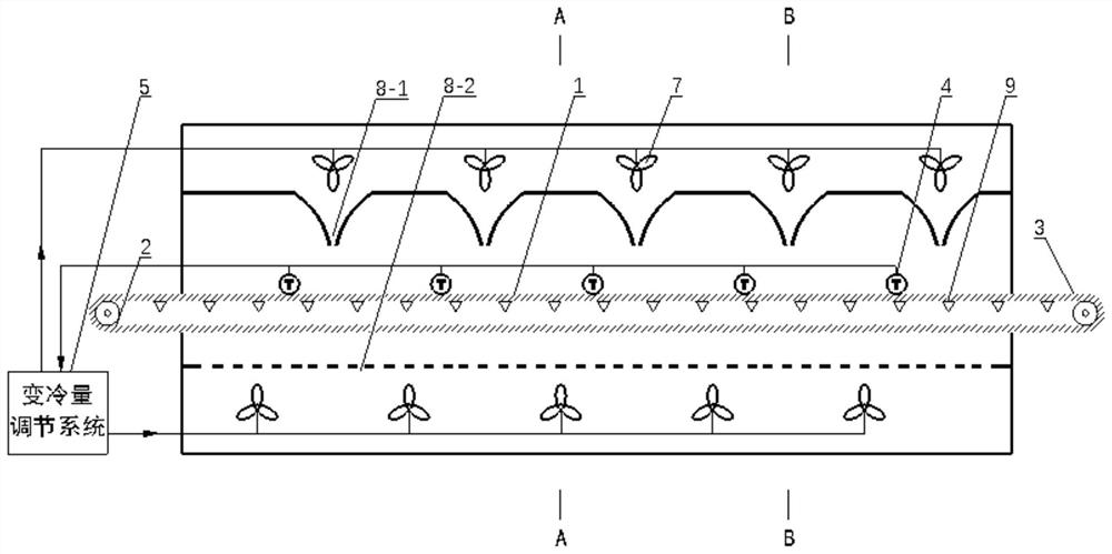 Alternate air supply tunnel type freezing device