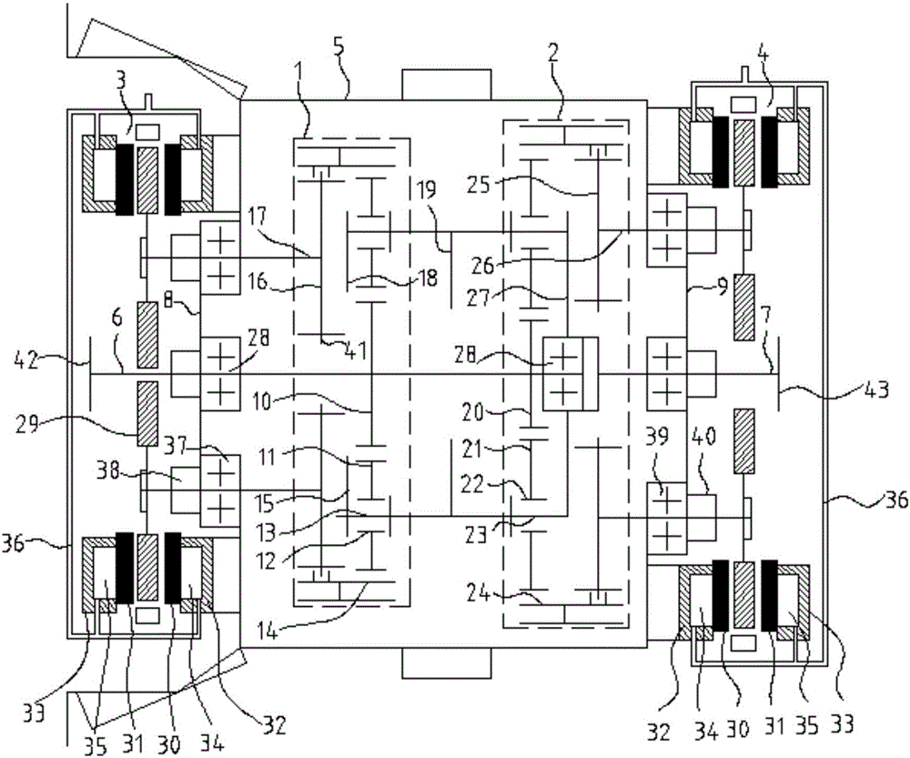 Dry friction star braking type automatic two-speed planetary speed change box