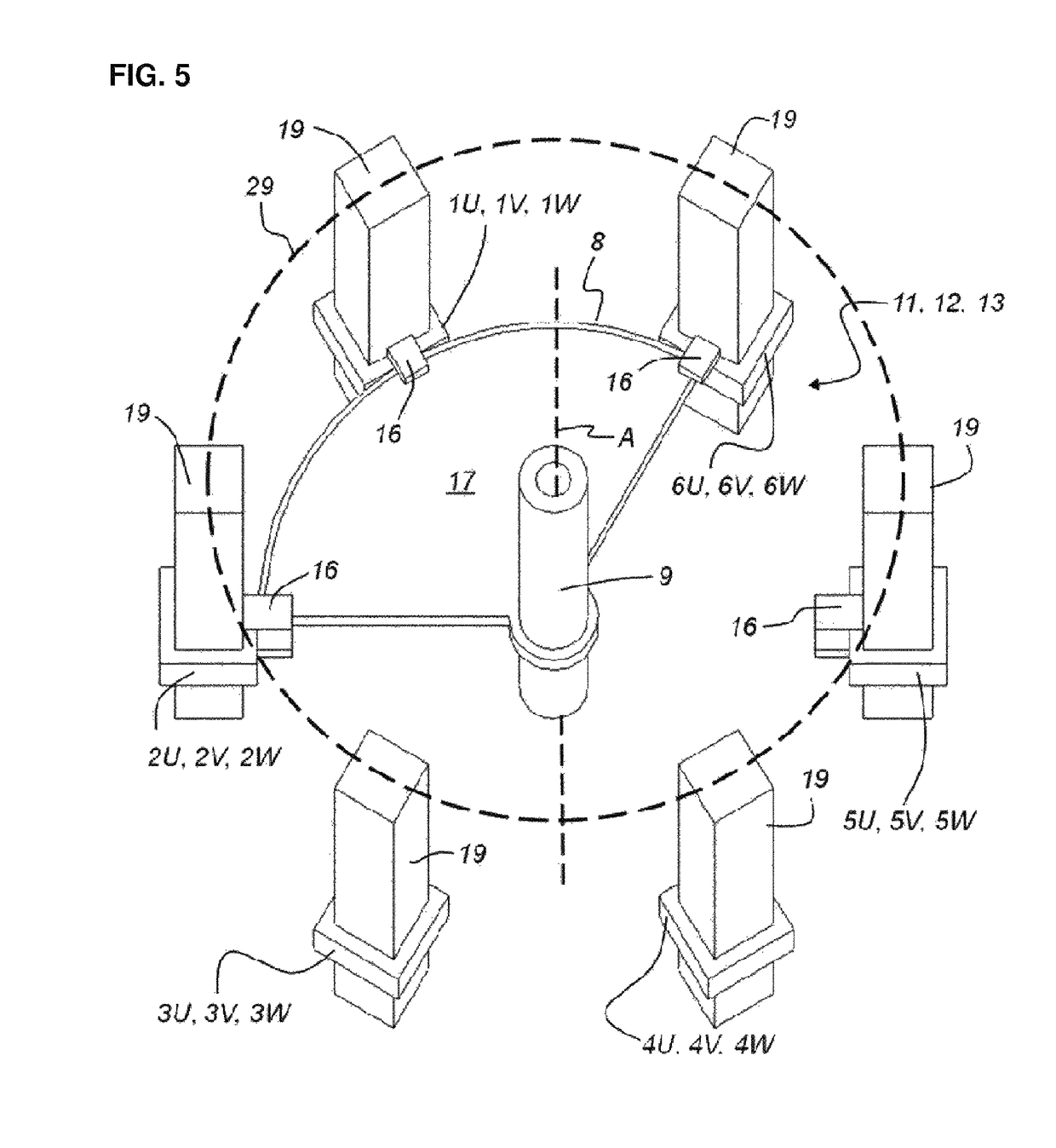 Electrical switching system for a three-phase network