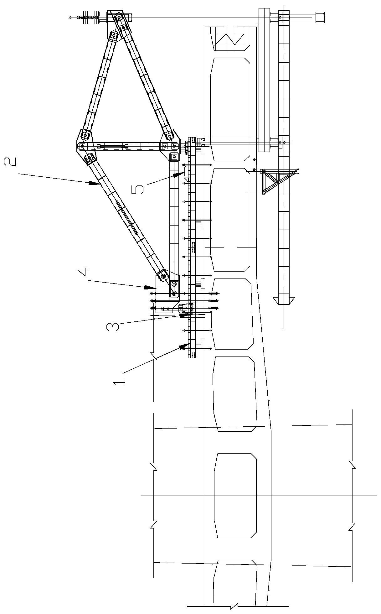 Hanging basket track beam walking method