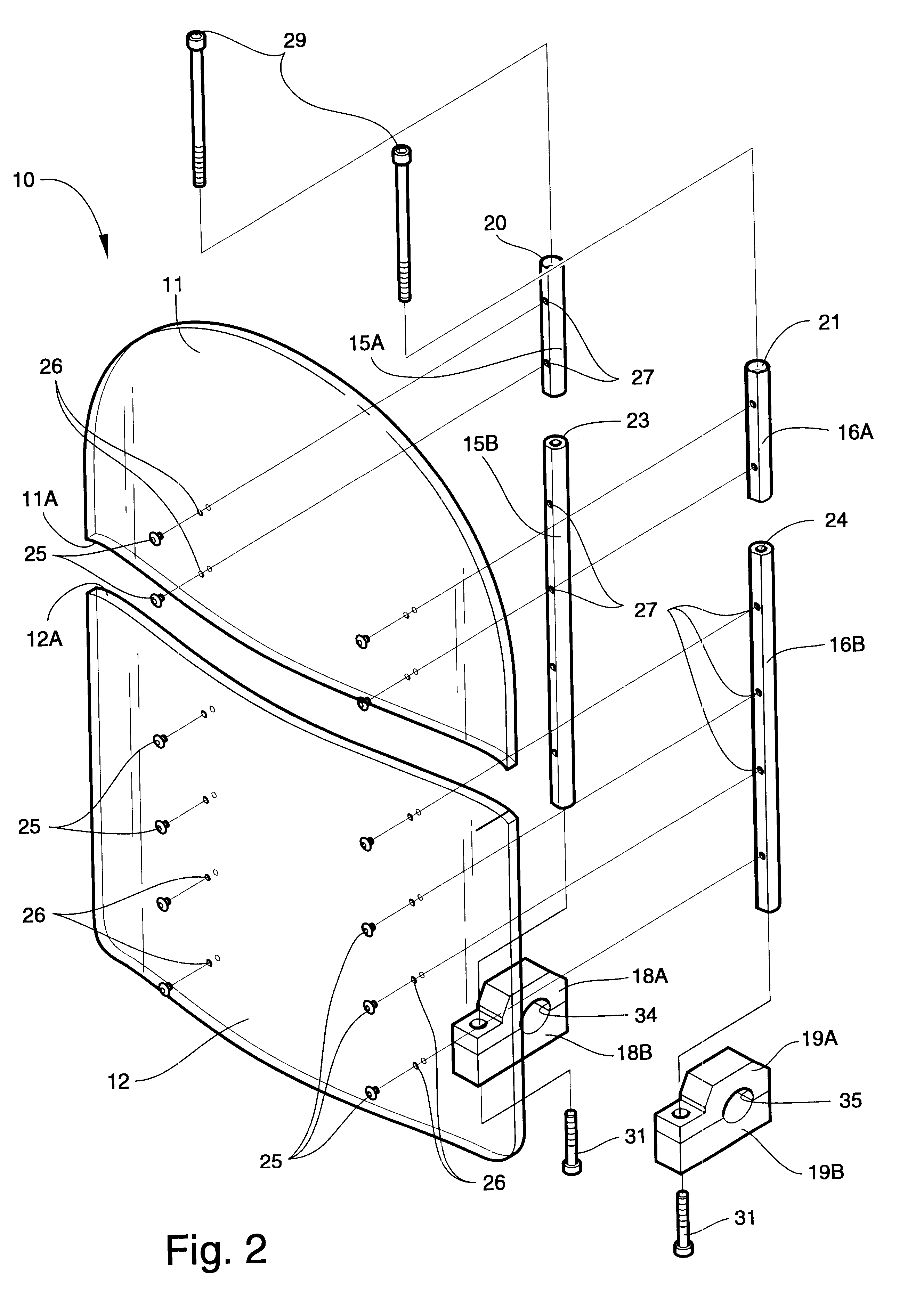 Portable two-piece motorcycle windshield