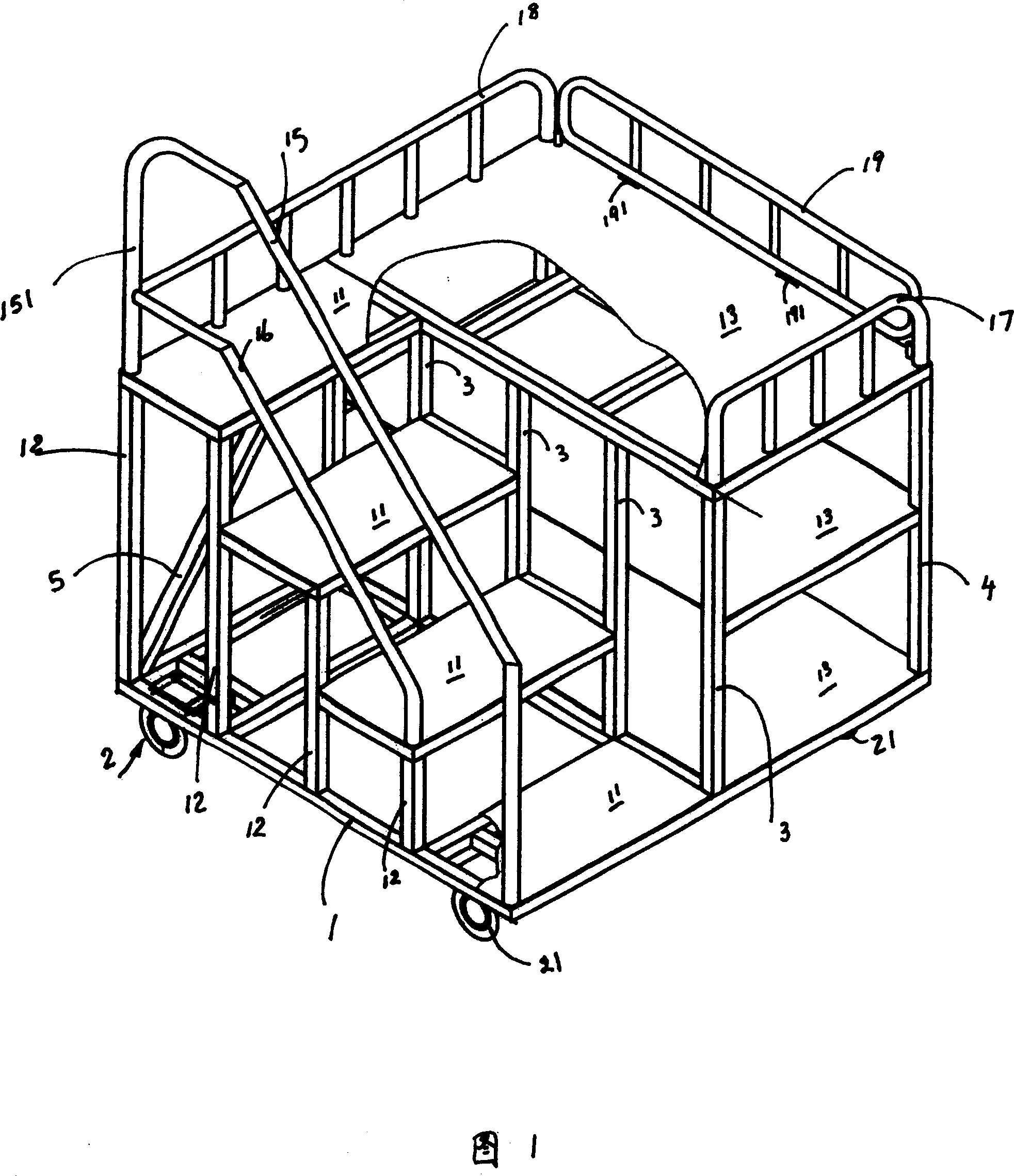 Handcart ascending frame