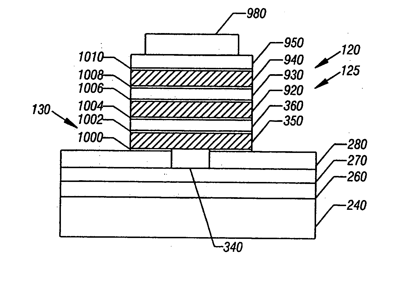 Phase change memory device having an adhesion layer and manufacturing process thereof