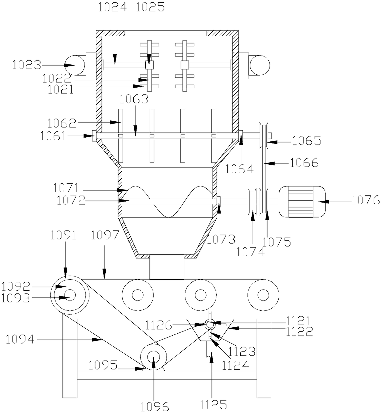 Fodder vibration discharging and transmitting device