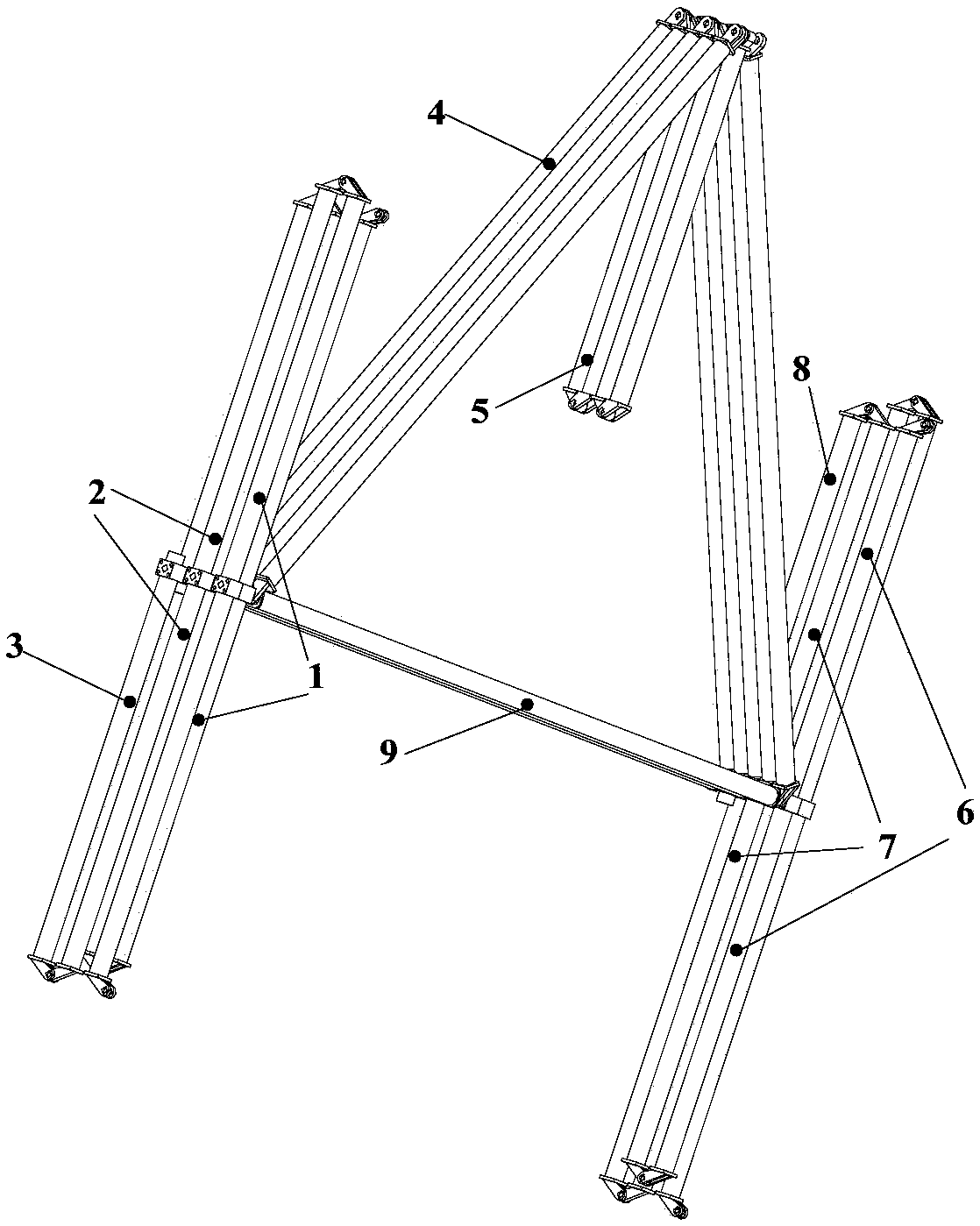 High-storage-ratio unfolding and supporting mechanism