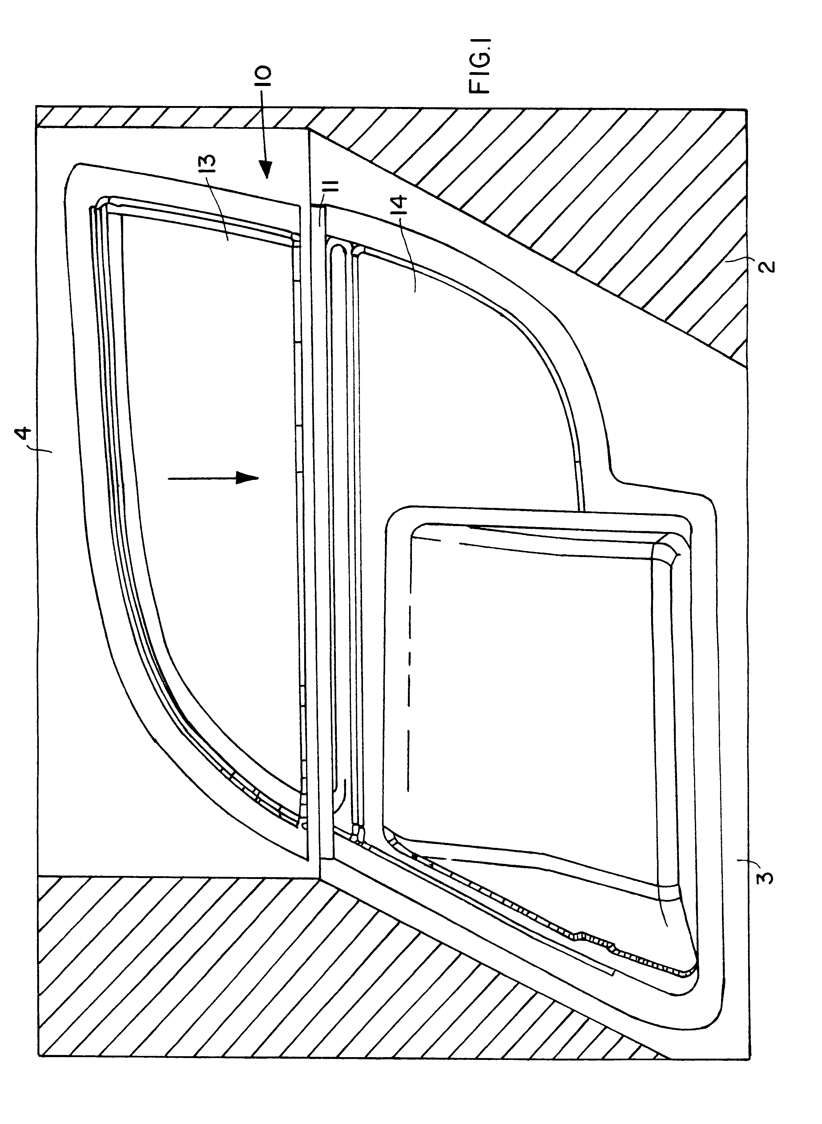 Vehicle trim component having two-part cover material, and method and apparatus for producing the same