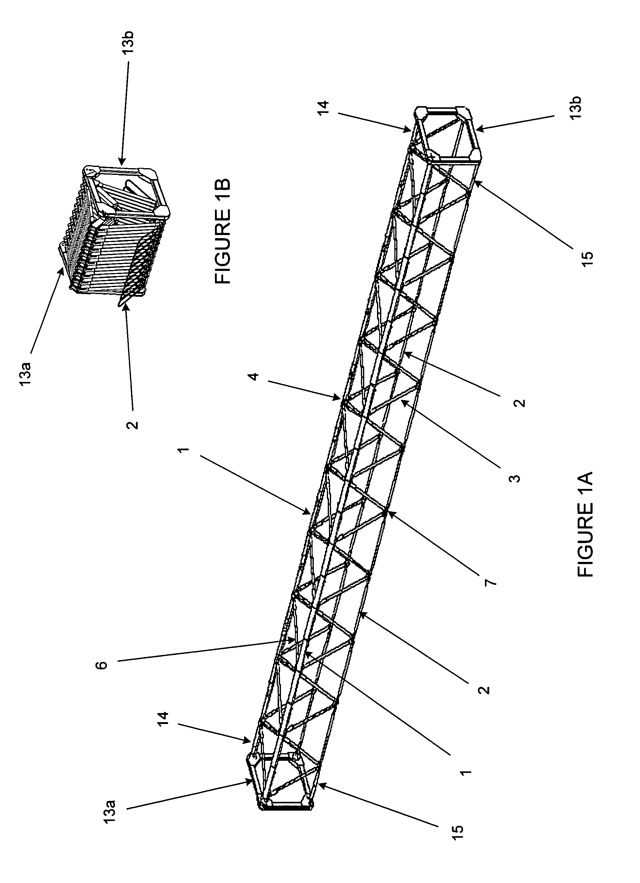 Deployable truss beam with orthogonally-hinged folding diagonals