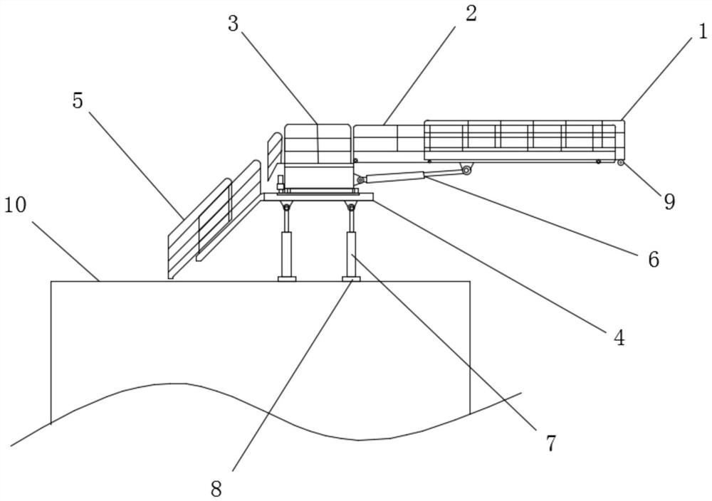 Rapid rescue channel device with wave compensation for offshore rescue ship