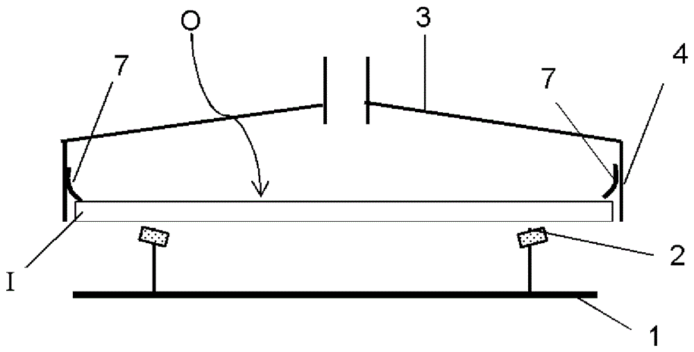 Overpressure-assisted gravity bending method device suitable therefor