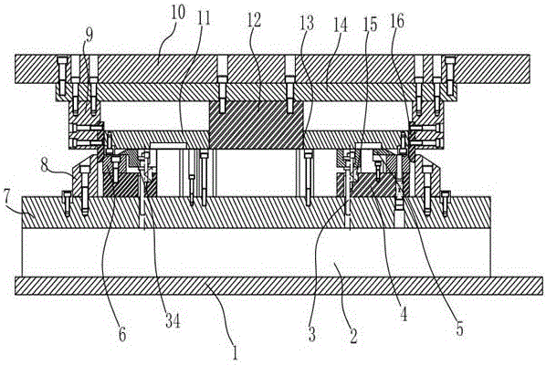 Punching and bending die for rear back plate of refrigerator