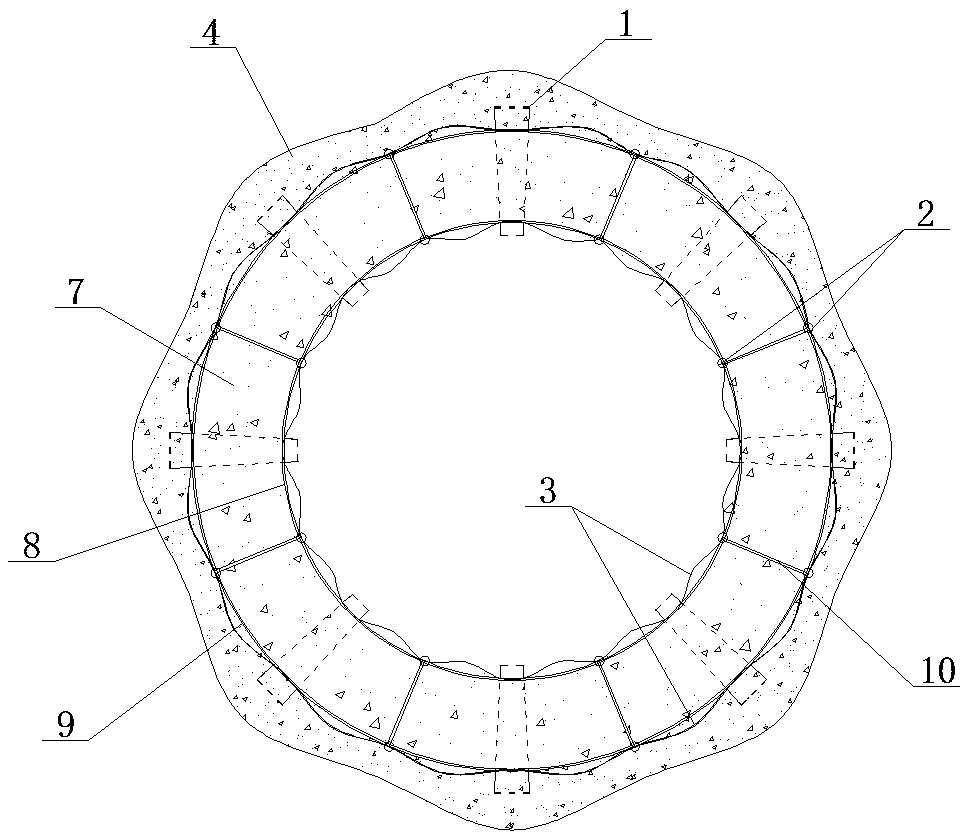 High-strength supporting and protection structure of subway tunnel and construction method thereof