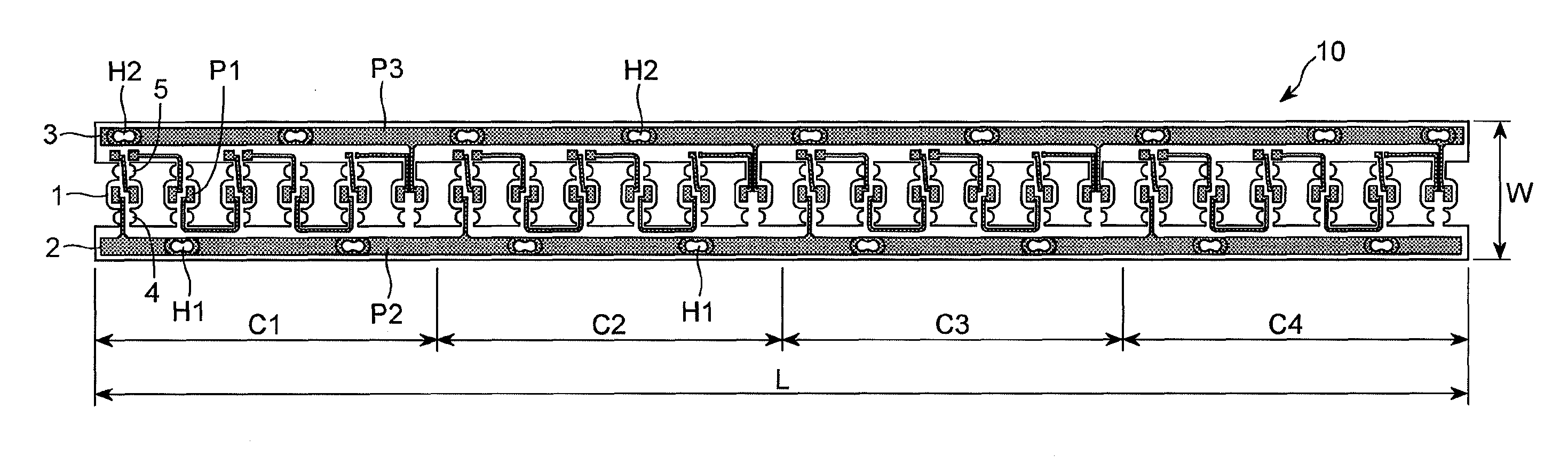 LED mounting circuit board, belt-like flexible LED light and LED illuminating device using the same