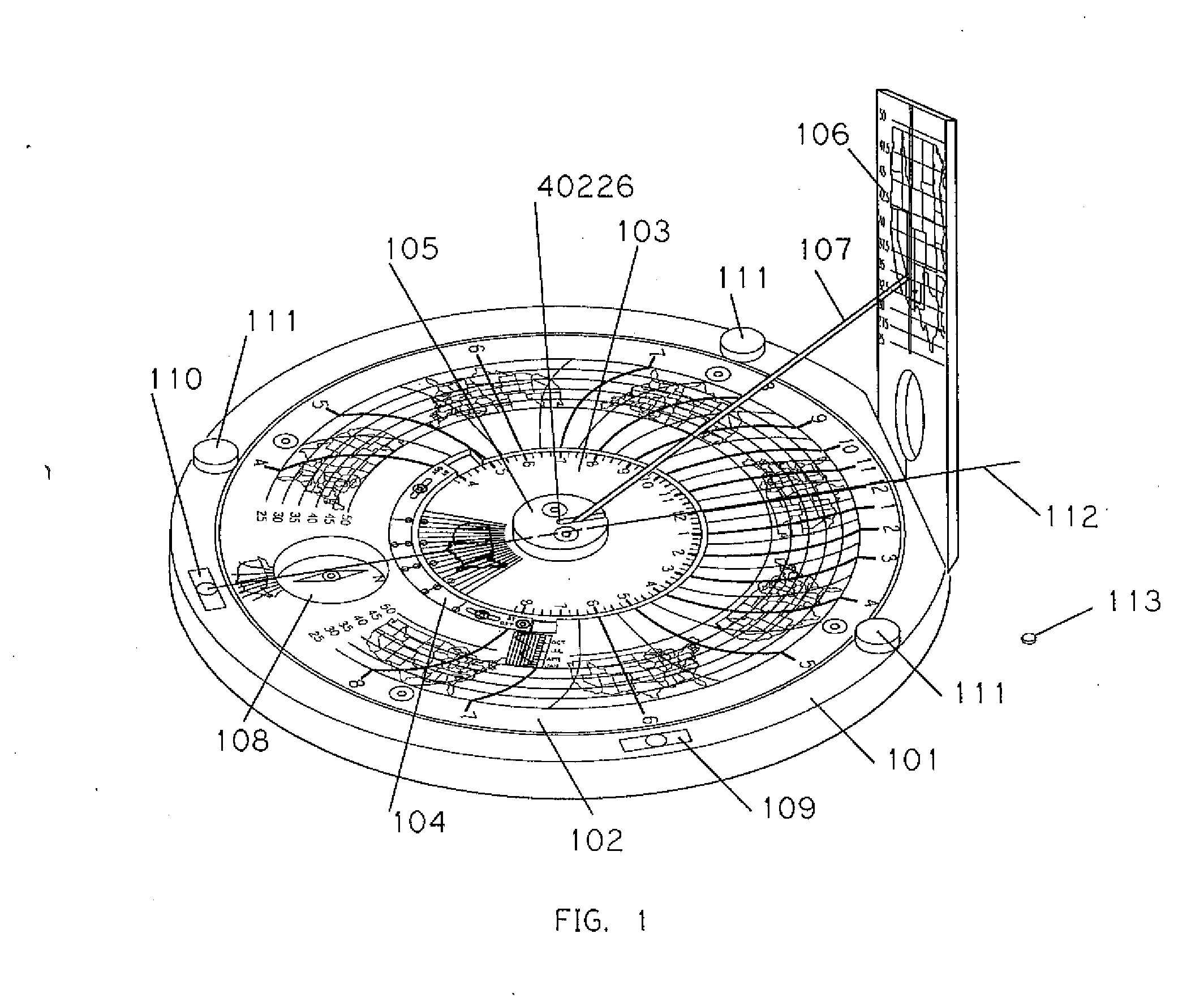 Sundial for telling solar time and clock time across a range of latitudes and longitudes