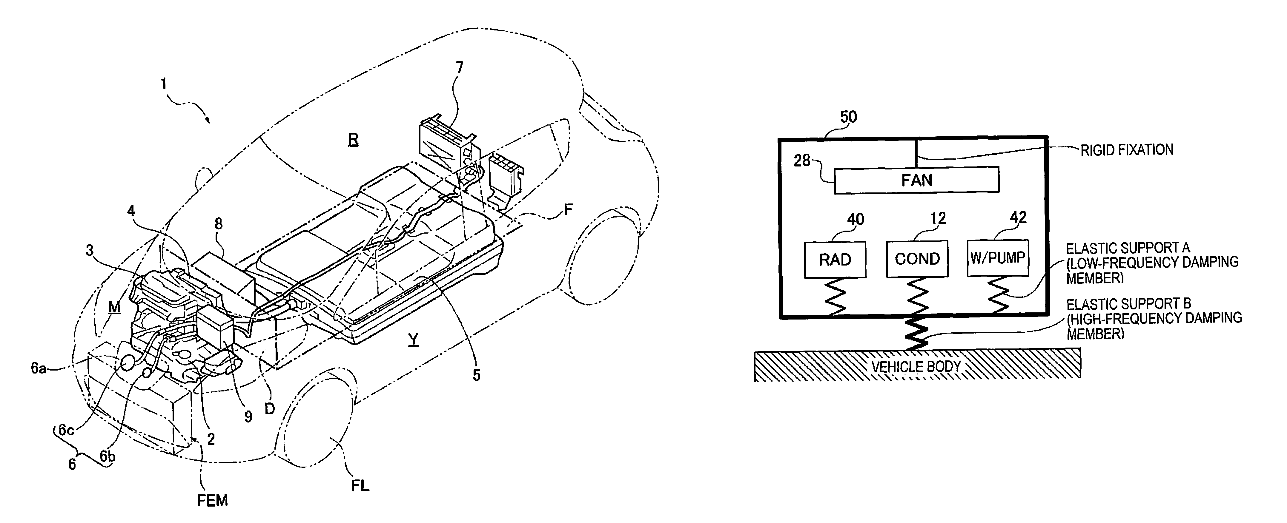 Vibration suppression structure for front-end module