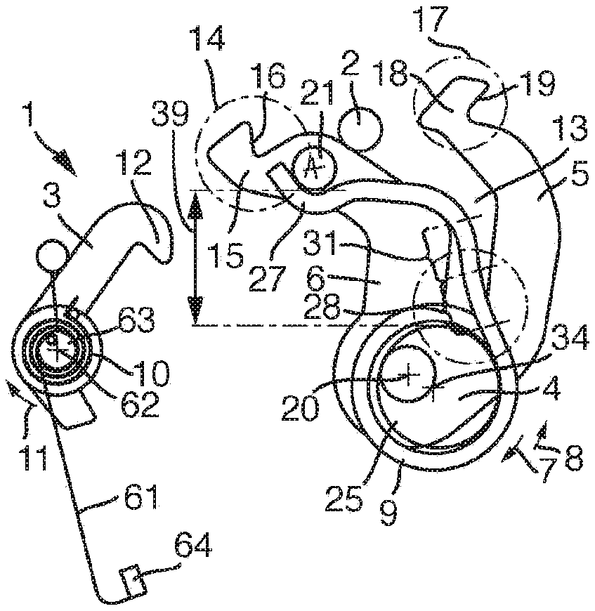 Safety device for a motor vehicle having a rotary latch and a protective position