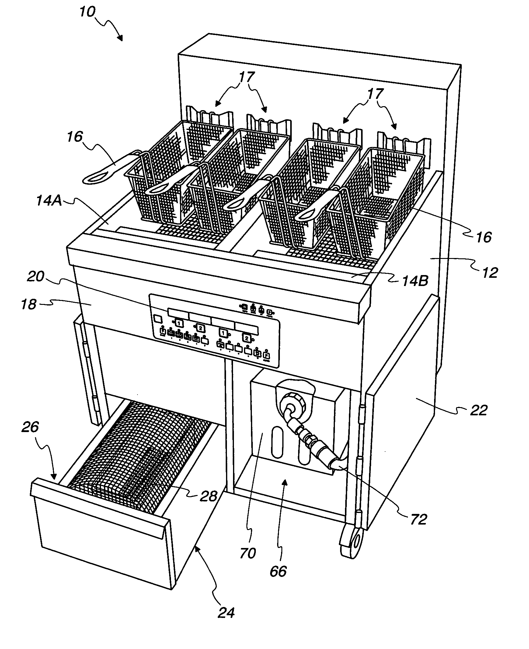 Automated fryer filtration device and method