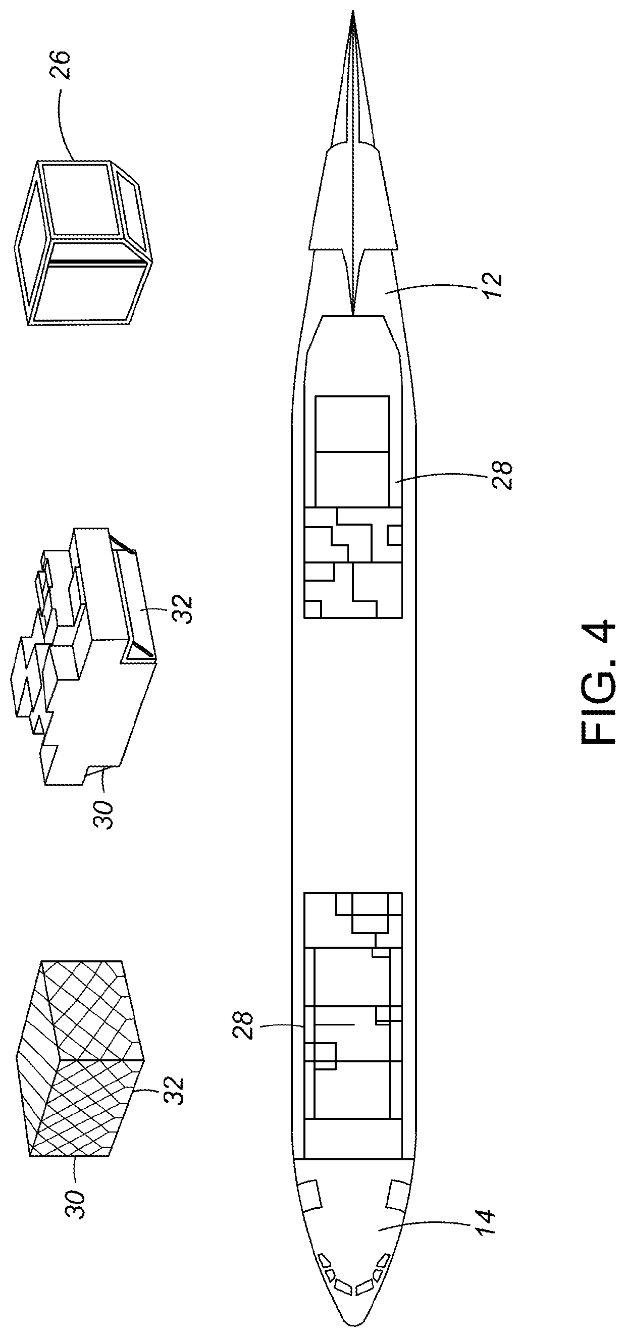 On-board removable container for cooling cargo materials and equipment in aircraft