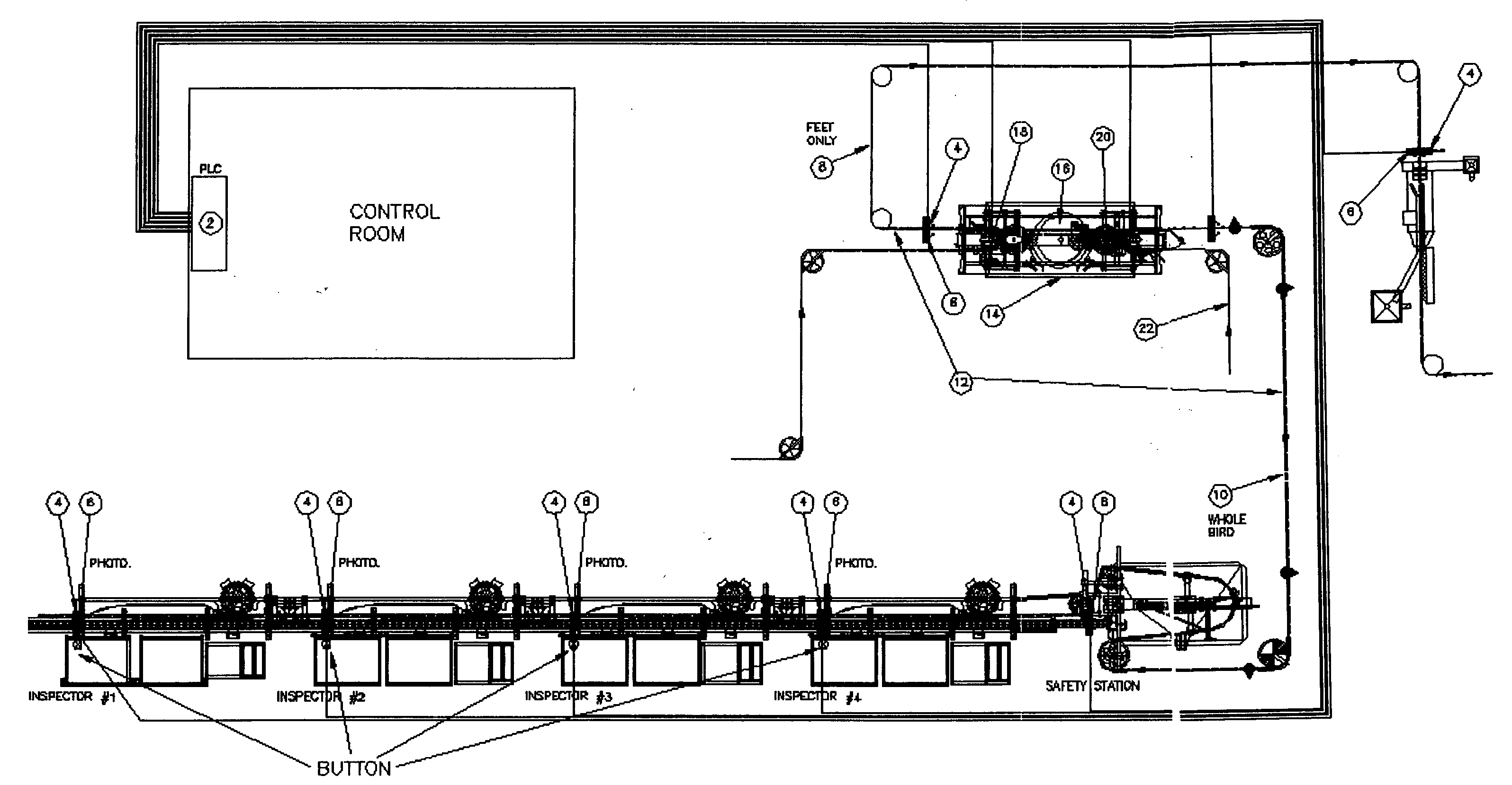 Process to electronically automate the sorting of chicken feet in the category of edible or inedible