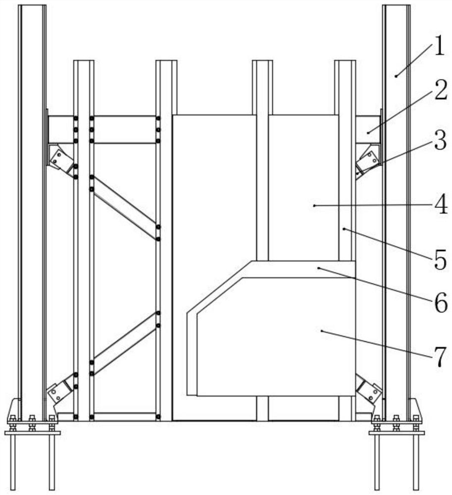 Frame cylinder buckling support structure and construction method thereof