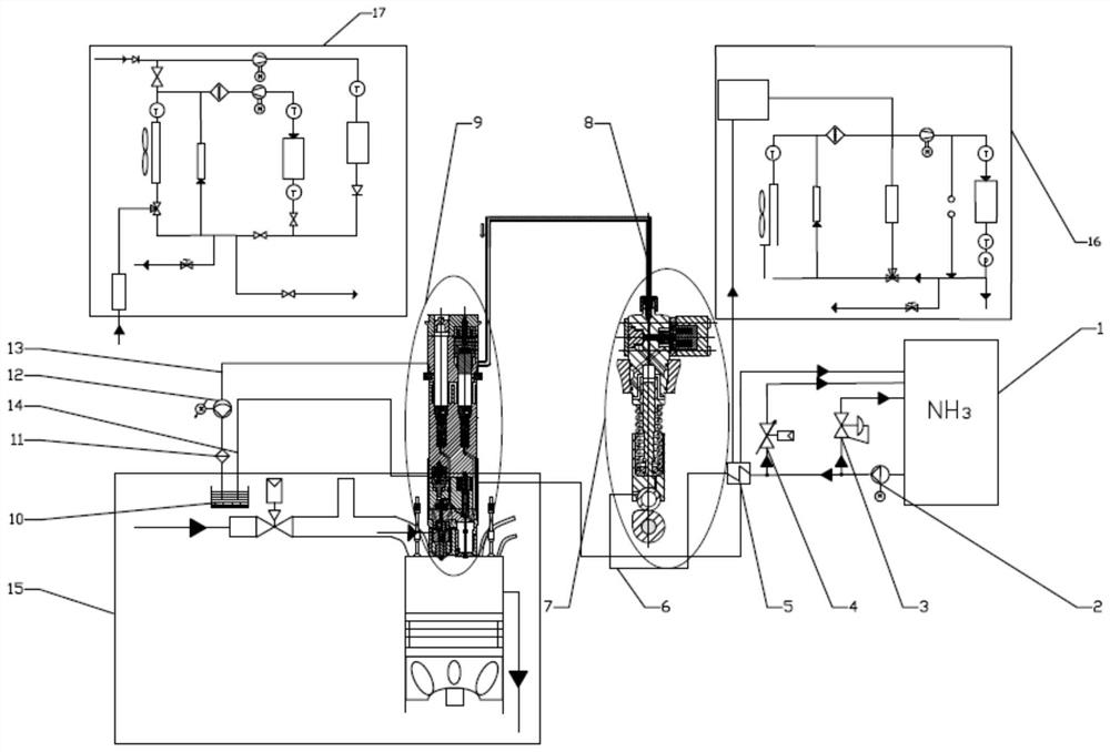 Liquid ammonia direct cooling-diesel oil dual-fuel integrated hybrid power system