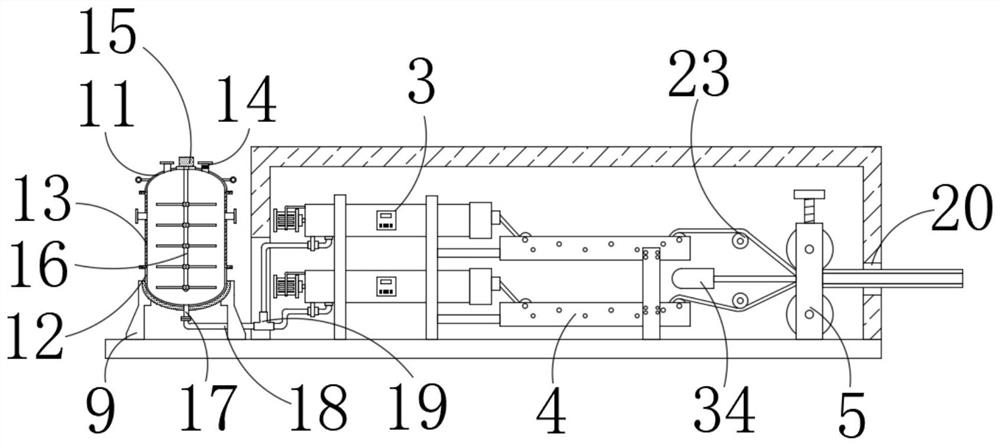 Full-automatic production device and production process for middle-buried rubber waterstop