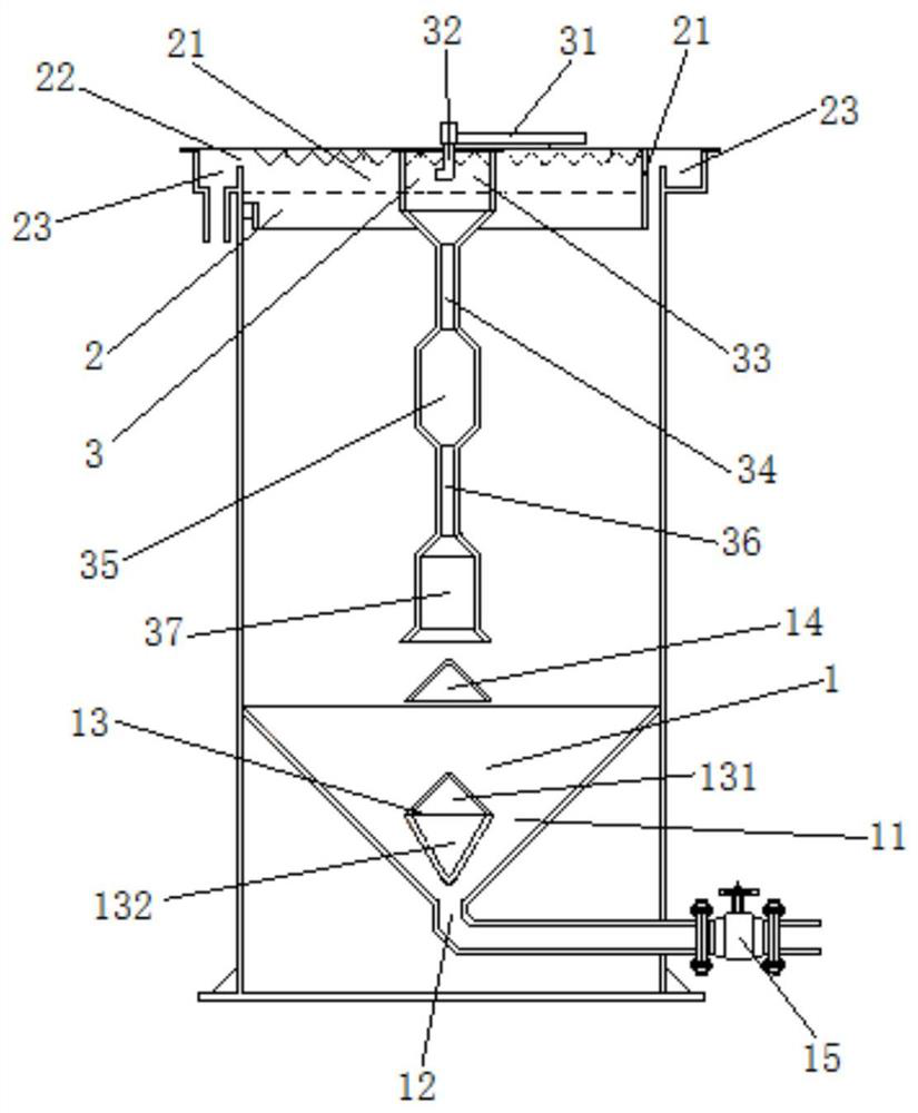 Vertical-flow sedimentation tank and sewage treatment system