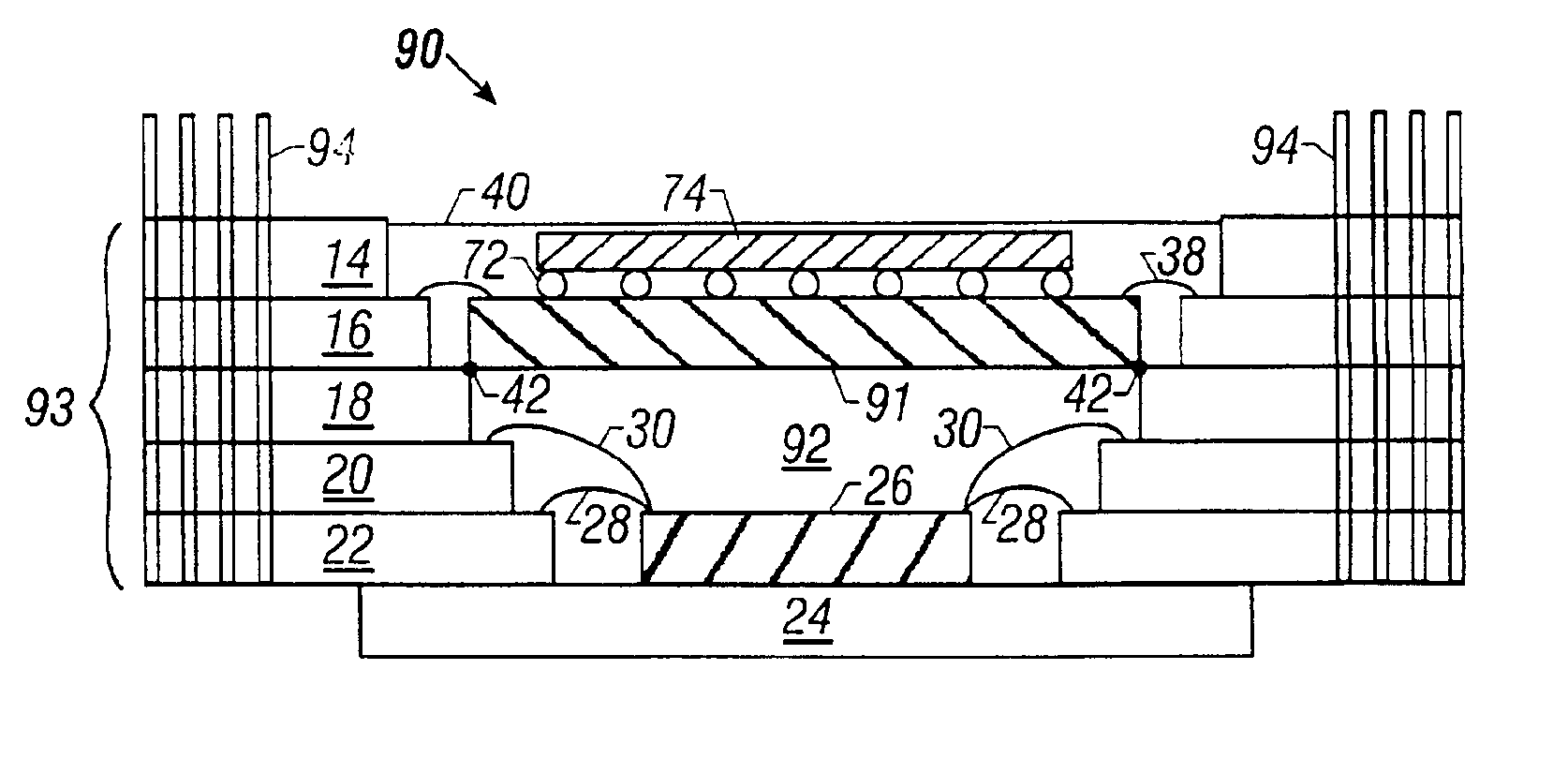 Stacked chip packaging