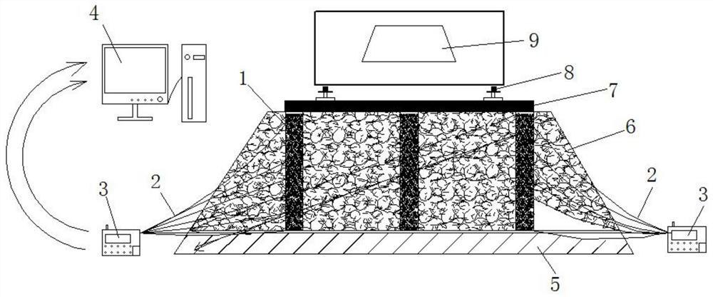 Device for monitoring internal deformation and fine particle loss of track roadbed