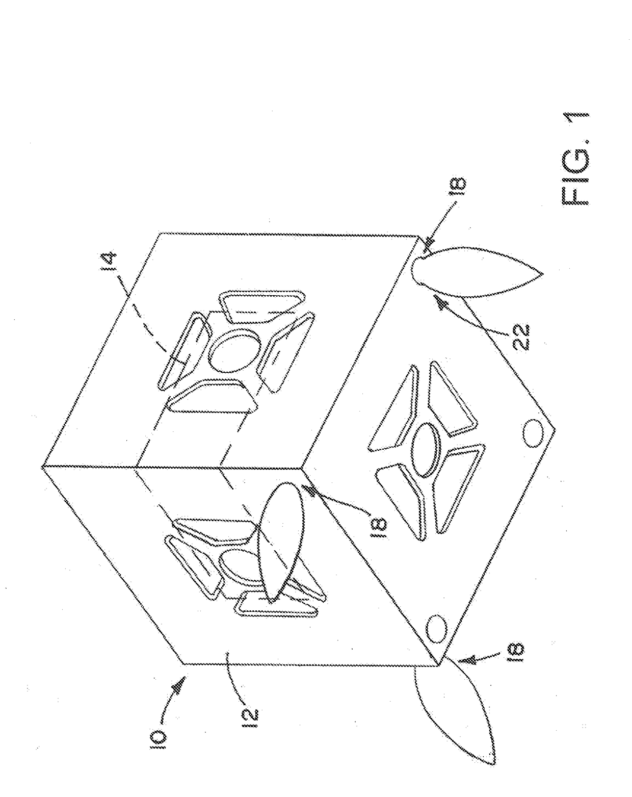 Satellite with integral thrusters