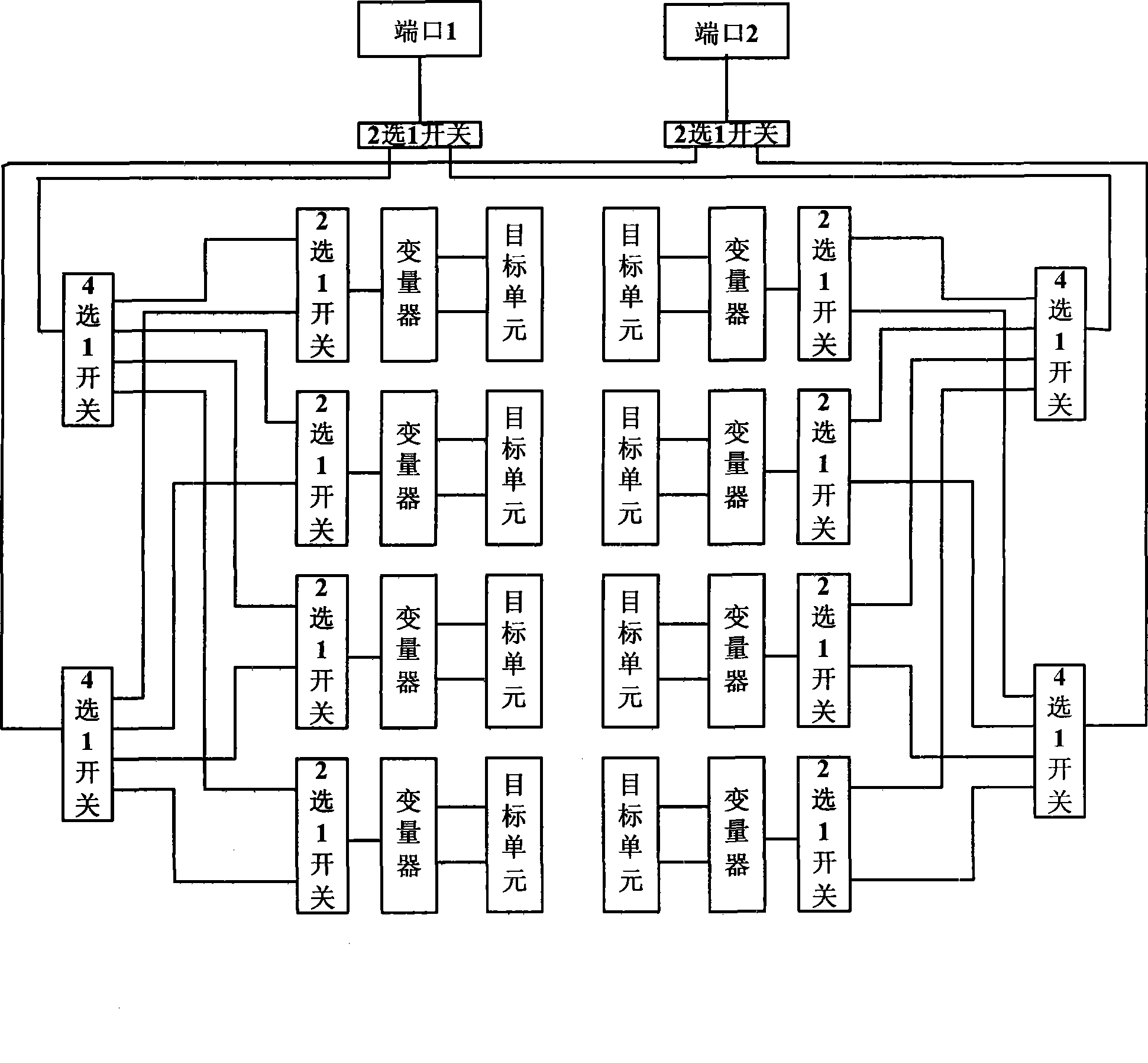 Cable test bus and switch matrix circuit