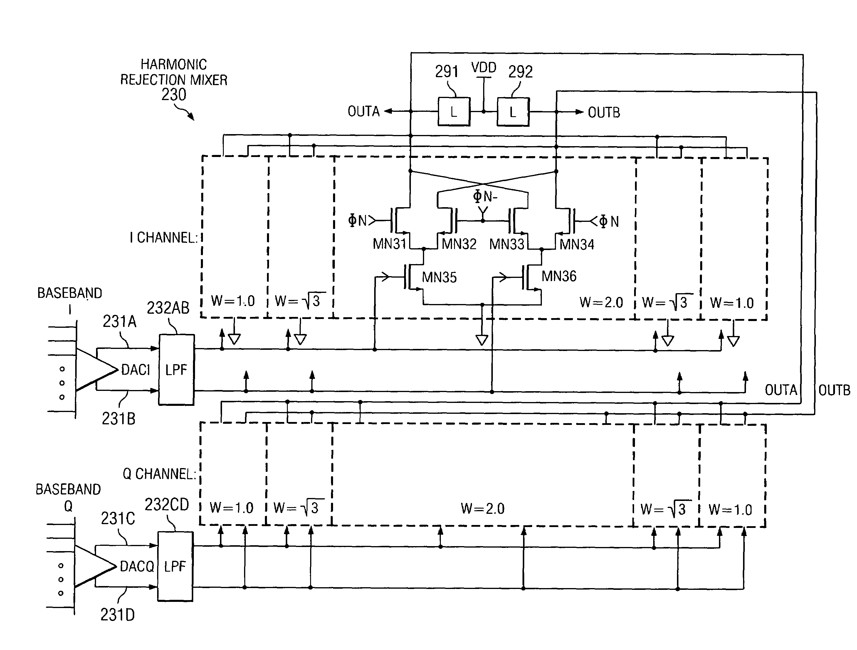 Current interpolation in multi-phase local oscillator for use with harmonic rejection mixer