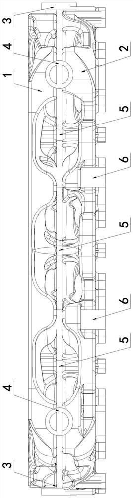 A double-layer water jacket structure of a cylinder head for a cross-flow cooling engine