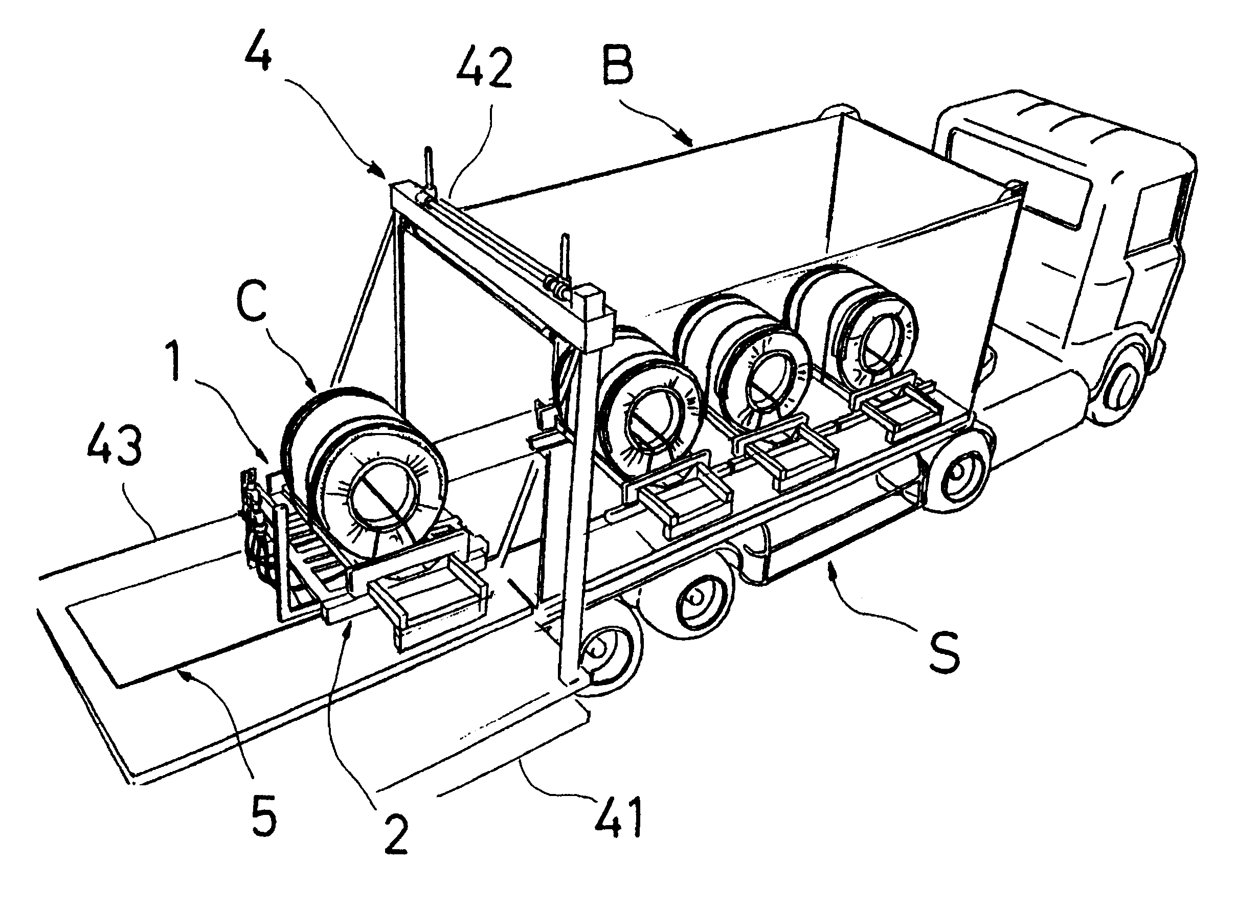 Method of introducing heavy article and method of discharging heavy article