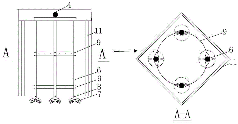 Multi-head stirring type large-diameter cast-in-situ pipe pile device and application thereof