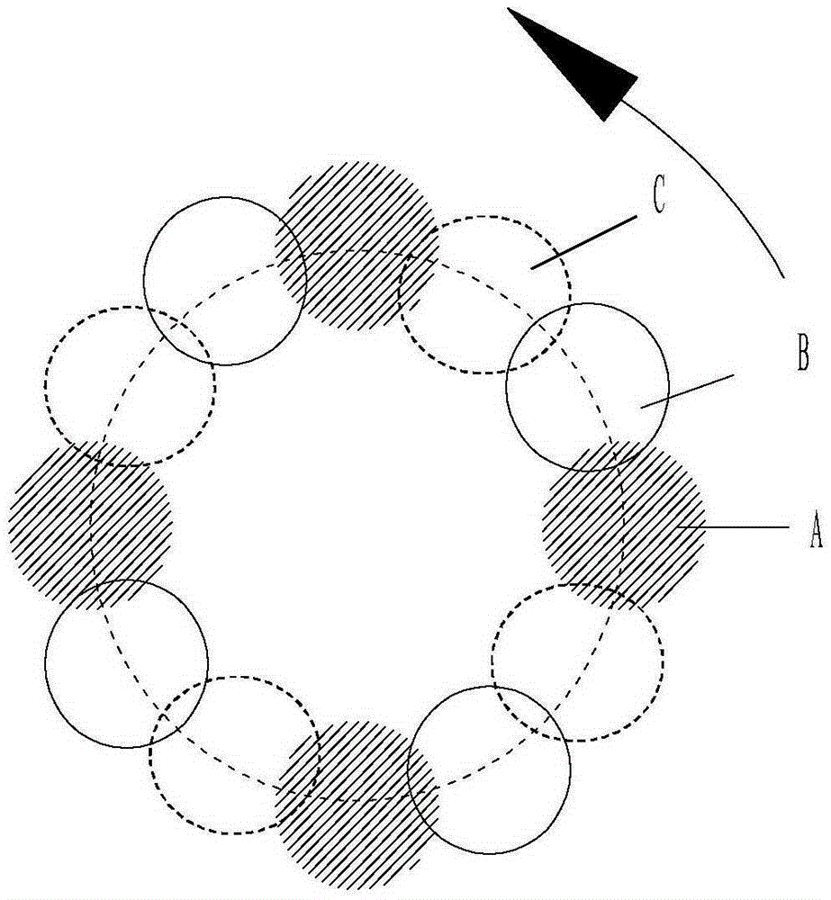 Multi-head stirring type large-diameter cast-in-situ pipe pile device and application thereof