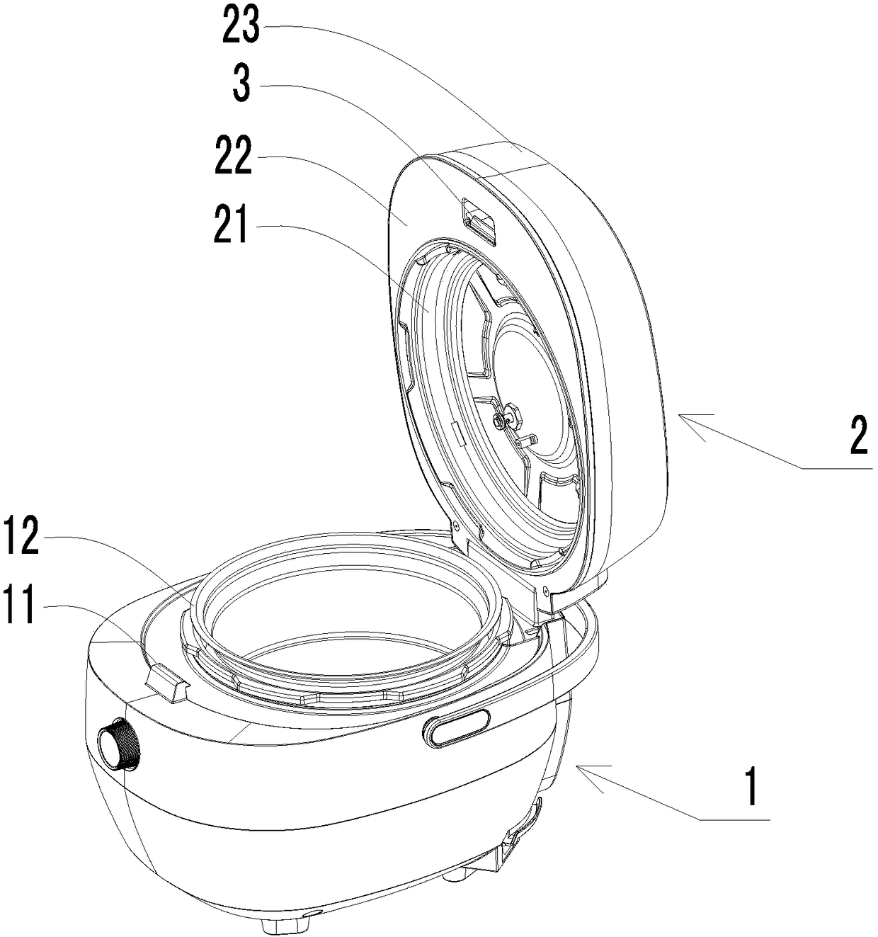 An electric pressure cooker with a cover that is easy to open