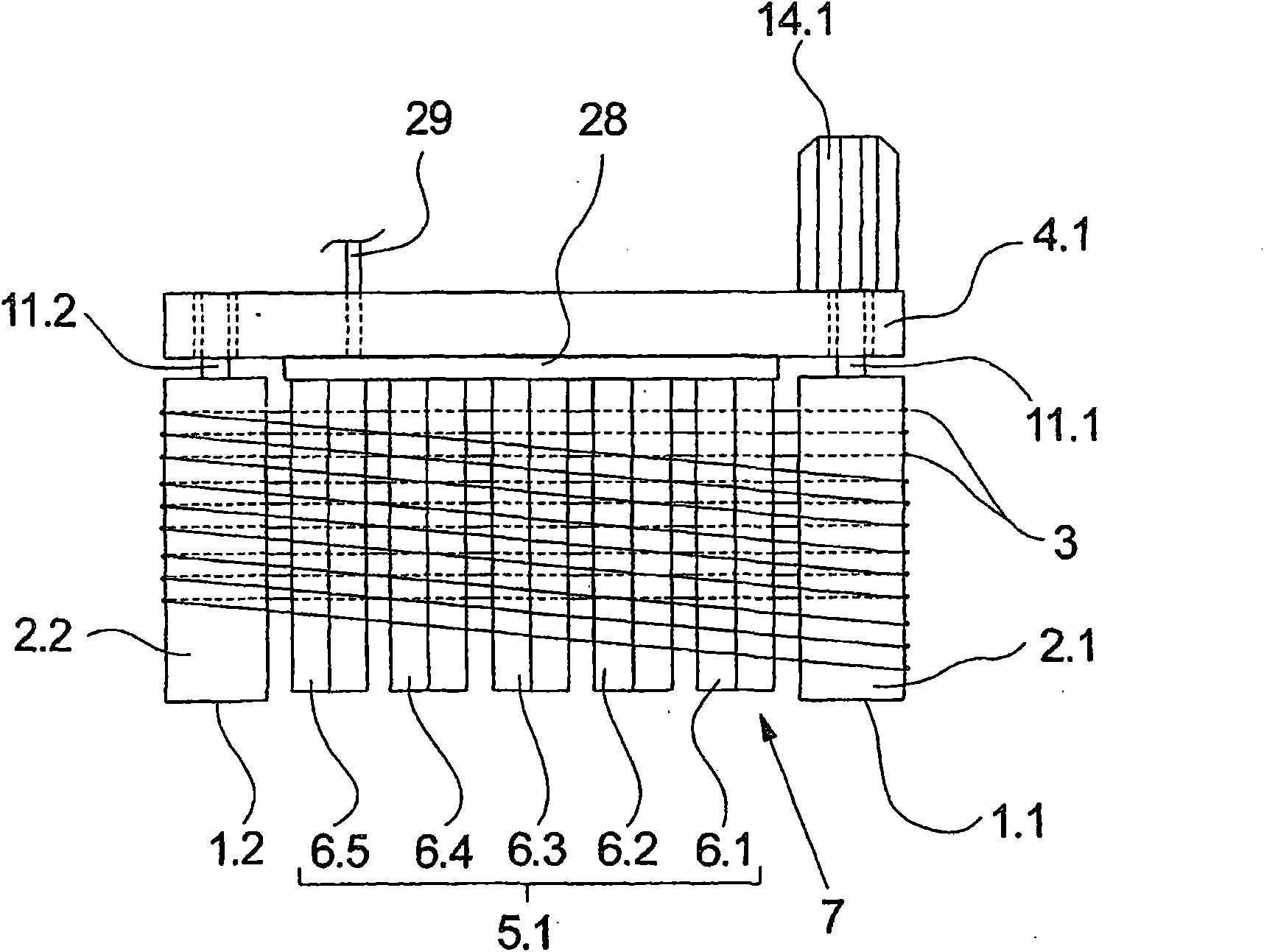 Device for removing and stretching multifilament threads