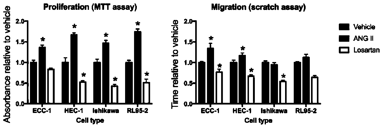 Application of Losartan in preparation of antineoplastic drugs