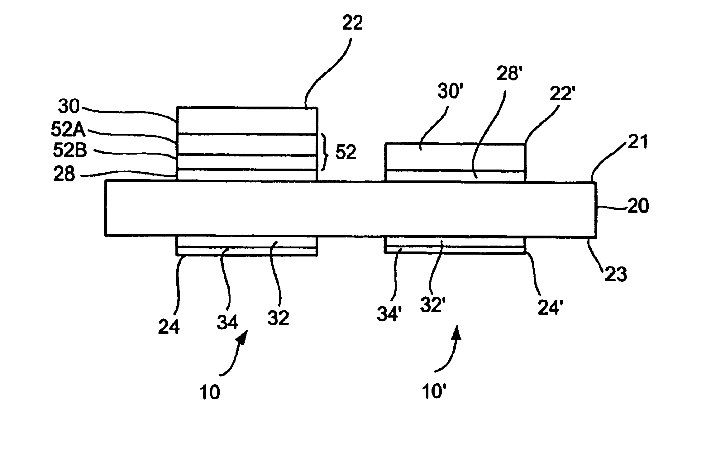 Piezoelectric resonator device having detuning layer sequence