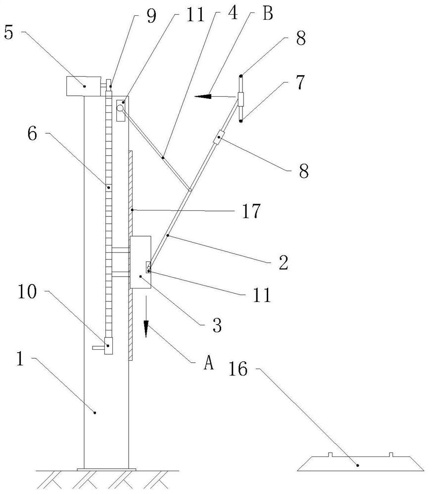 Active driving type folding and unfolding support device, mobile contact net and operation method