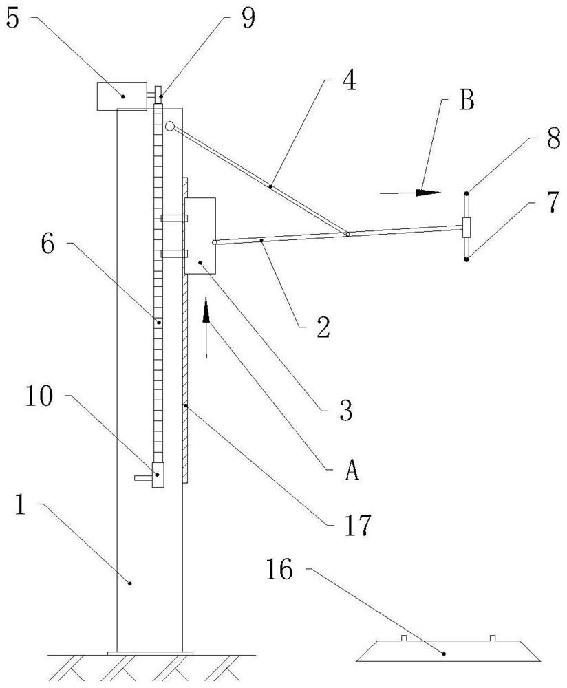 Active driving type folding and unfolding support device, mobile contact net and operation method