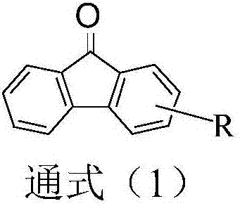 Organic light emission diode device containing mono substituent-9-fluorenone compound and application thereof