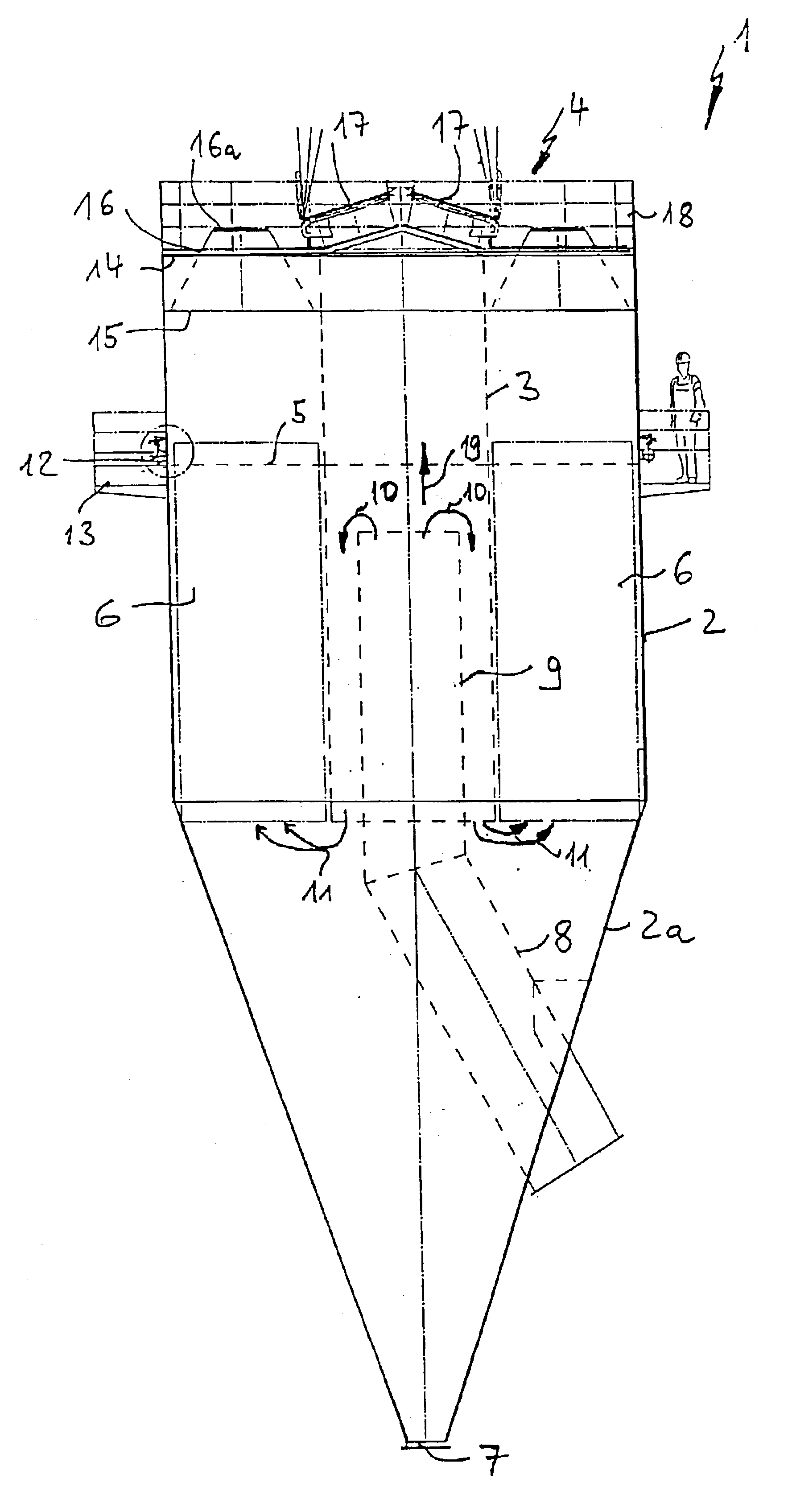 Silo and/or filter device for inflammable dry bulk freight